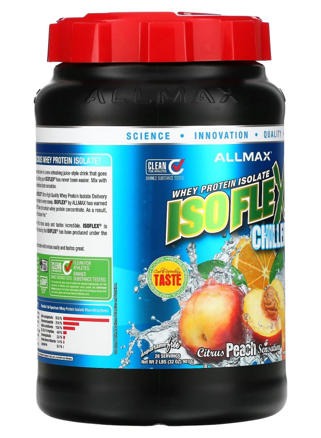 Allmax ISOFLEX® Chiller Whey Protein Isolate Citrus Peach Sensation 2 lbs (907 g) - Image 2