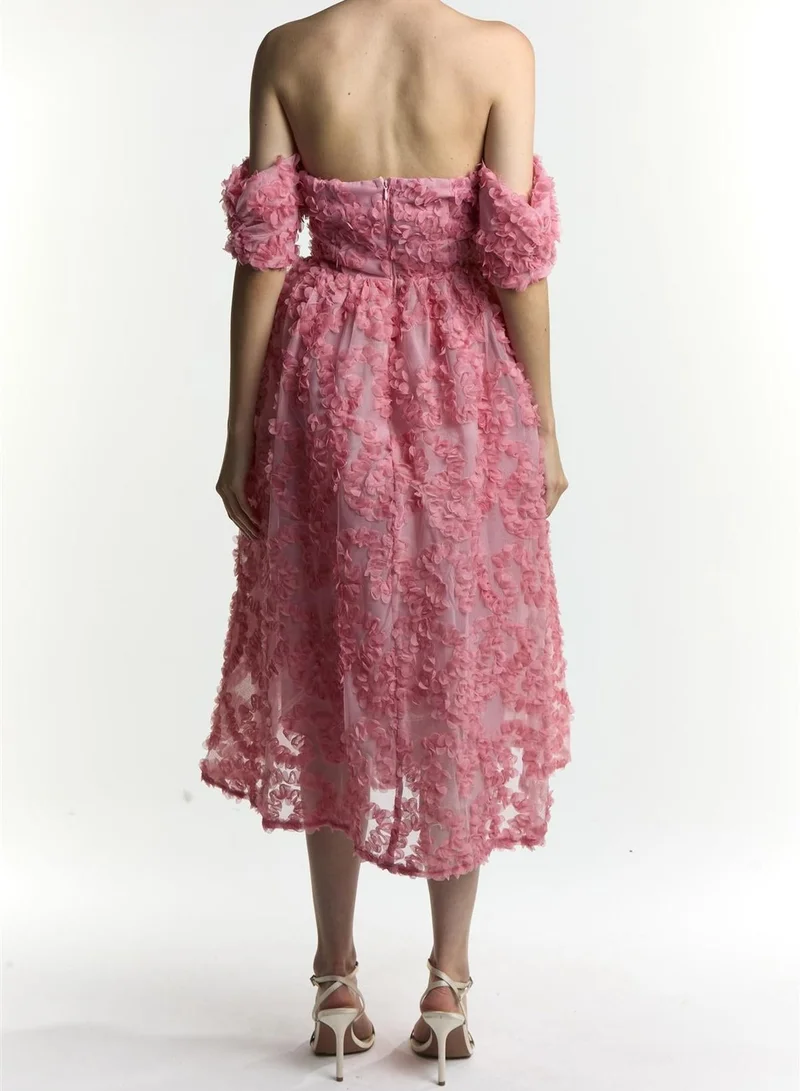 True Decadence Amelia Rose Pink Embroidery Tulle Midaxi Dress