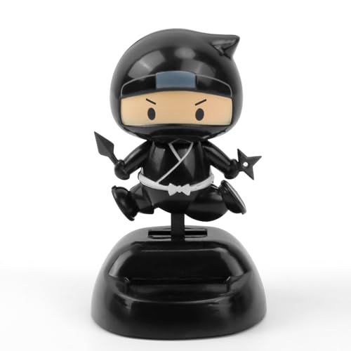 YGMONER Solar Powered Ninja Bobblehead Car Dashboard Ornaments EcoFriendly Vibrant Car Decor Accessories for Office Vehicle - Image 1