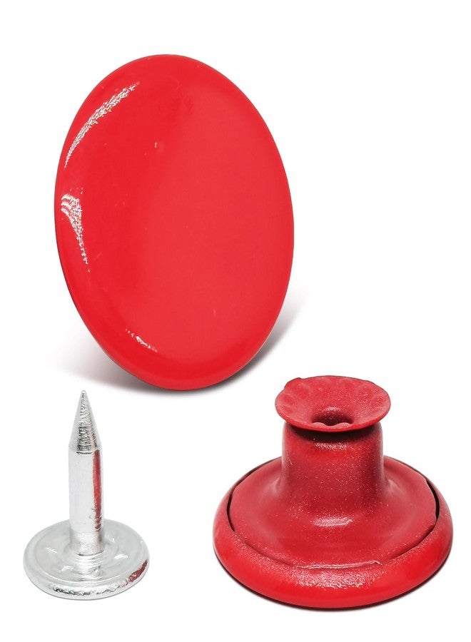 ZLYY 20sets 17mm Color Flat No-Sew Metal Buttons,Red Jean Button Pins,No-Sew Jeans Button Tightener,Reusable & Adjustable - Image 1