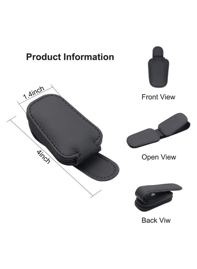 JZS Magnetic Car Sun Visor Sunglasses Strap - Waterproof PU Material, Durable & Easy Storage for Eyeglasses, Cables,Black - Image 3