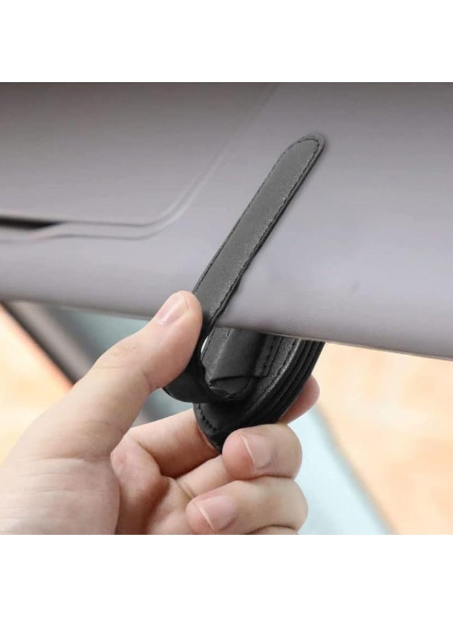 JZS Magnetic Car Sun Visor Sunglasses Strap - Waterproof PU Material, Durable & Easy Storage for Eyeglasses, Cables,Black - Image 5