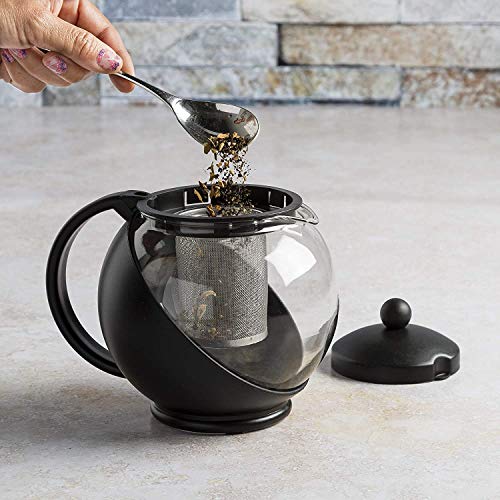 LXOICE Half Moon Teapot with Infuser, Tea Kettle, Tea Pot Kettle, Glass Tea Pot with Infuser, Tea Infuser (Black - 1.25L), 1250 Milliliter - Image 5