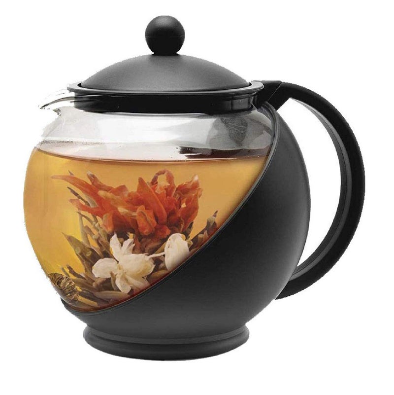 LXOICE Half Moon Teapot with Infuser, Tea Kettle, Tea Pot Kettle, Glass Tea Pot with Infuser, Tea Infuser (Black - 1.25L), 1250 Milliliter - Image 1