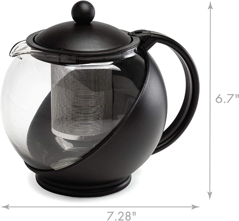 LXOICE Half Moon Teapot with Infuser, Tea Kettle, Tea Pot Kettle, Glass Tea Pot with Infuser, Tea Infuser (Black - 1.25L), 1250 Milliliter - Image 3