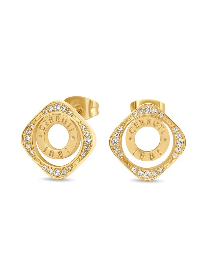 شيروتي 1881 Leadri Yellow Gold Plated Stainless Steel Stud Earrings for Women 18mm