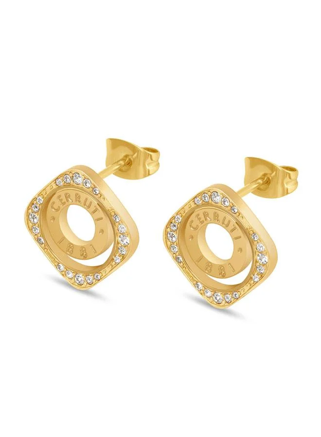 شيروتي 1881 Leadri Yellow Gold Plated Stainless Steel Stud Earrings for Women 18mm