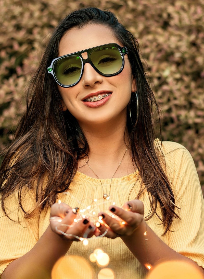 Captaintech Sunglasses for Men Women, 70s Aviator Sunglasses, Classic Retro Trendy Large Frame UV400 Sun Glasses, Vintage Frame - Green - Image 3