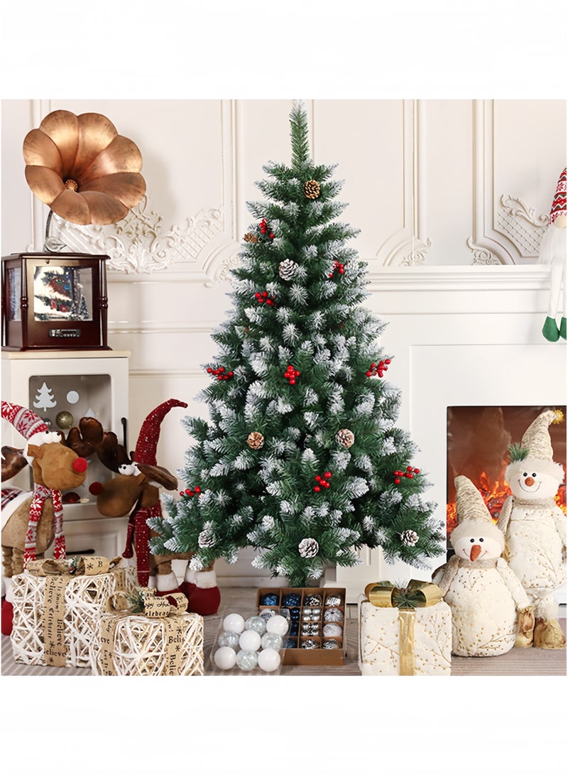 GGEROU 120cm Snowy Artificial Christmas Tree, Snow Flocked Artificial Trees with Pine Cones Berries Pre-Decorated, 260 Frosted Branch Tip - Image 2