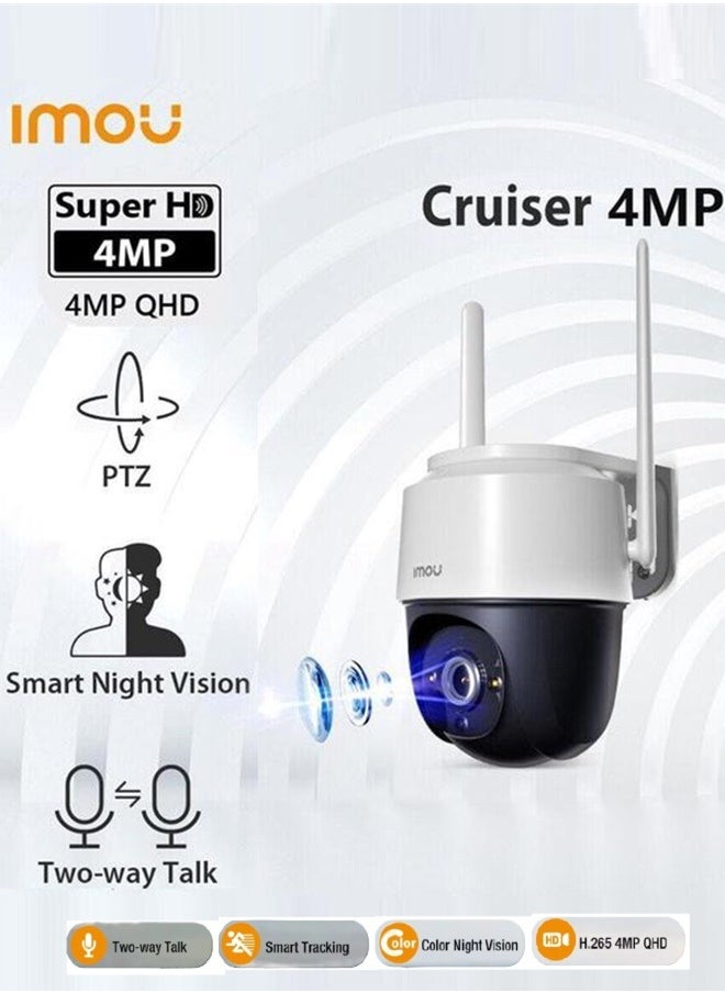كاميرا مراقبة خارجية مع ضوء كاشف ومنبه صوتي، كاميرا بدقة 4MP QHD قابلة للامالة 2.4G، كاميرا رصاصة مقاومة للماء IP66 مقاومة للطقس 2.5K، كاميرا IP للرؤية الليلية بالألوان الكاملة مع تحدث ثنائي