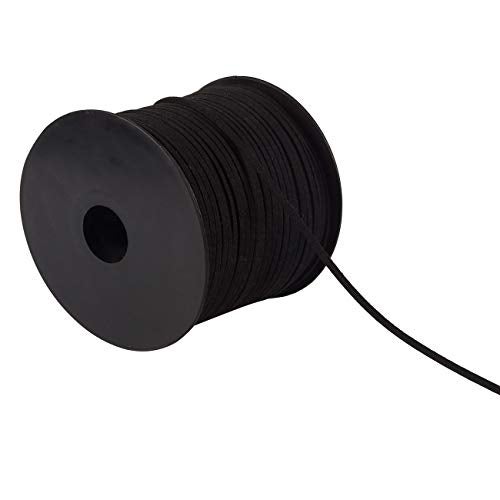 OMX Leather Cord - 100 MTR Suede Leather Strap Beading Cord, Flat Leather Lace Spool, Black, 3MM x 1.4 MM Wide - Image 2
