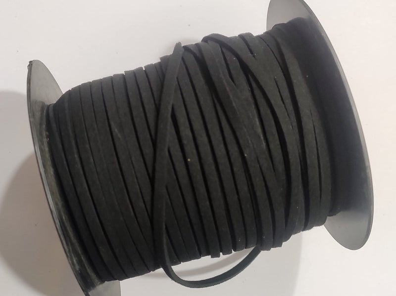 OMX Leather Cord - 100 MTR Suede Leather Strap Beading Cord, Flat Leather Lace Spool, Black, 3MM x 1.4 MM Wide - Image 5