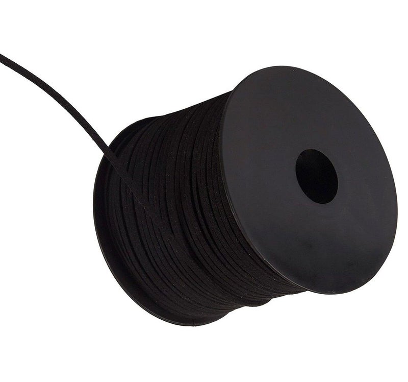 OMX Leather Cord - 100 MTR Suede Leather Strap Beading Cord, Flat Leather Lace Spool, Black, 3MM x 1.4 MM Wide - Image 3