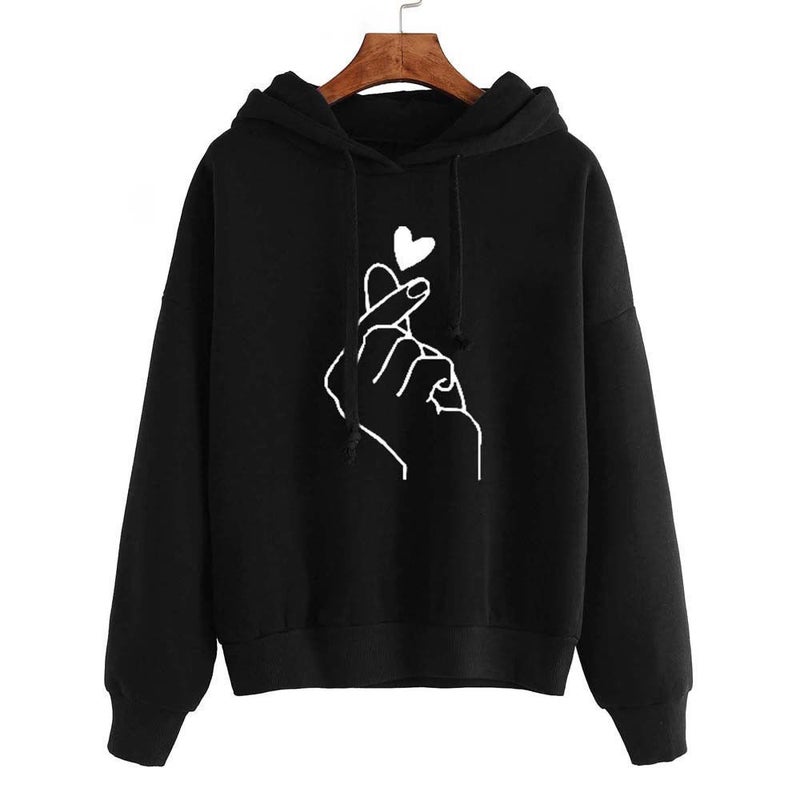 Casual Printed Hoodie Sweatshirt for Women OUA49608 Black  - Image 1