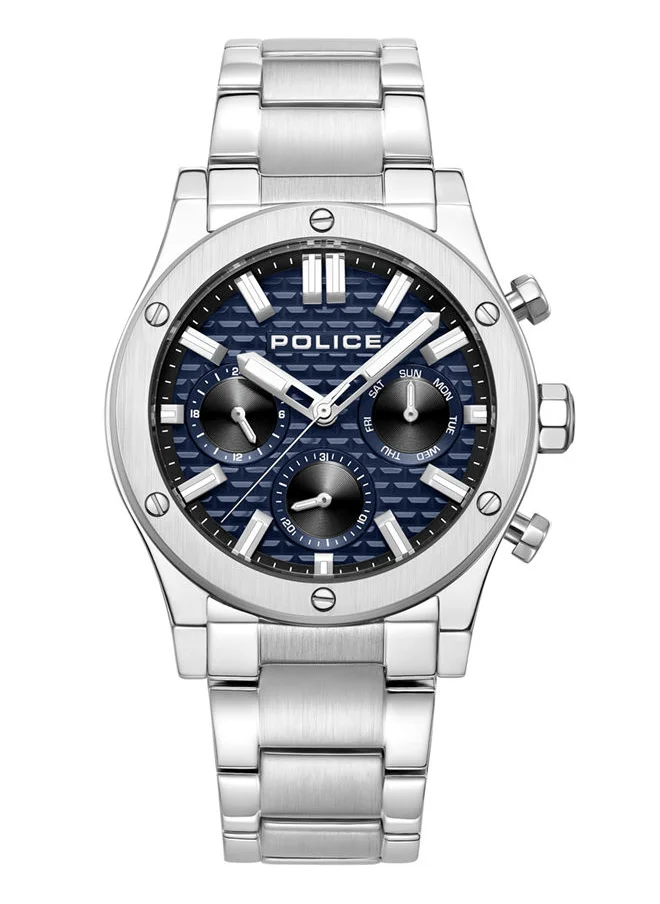 بوليس Police Polysh Gents Watch With Silver Stainless Steel Bracelet & Blue Dial 5 Atm - PEWJK0006204