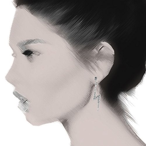 Spinningdaisy Silver Plated Crystal Lightning Bolt Earrings - Image 4