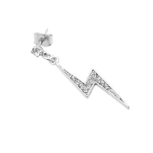Spinningdaisy Silver Plated Crystal Lightning Bolt Earrings - Image 2