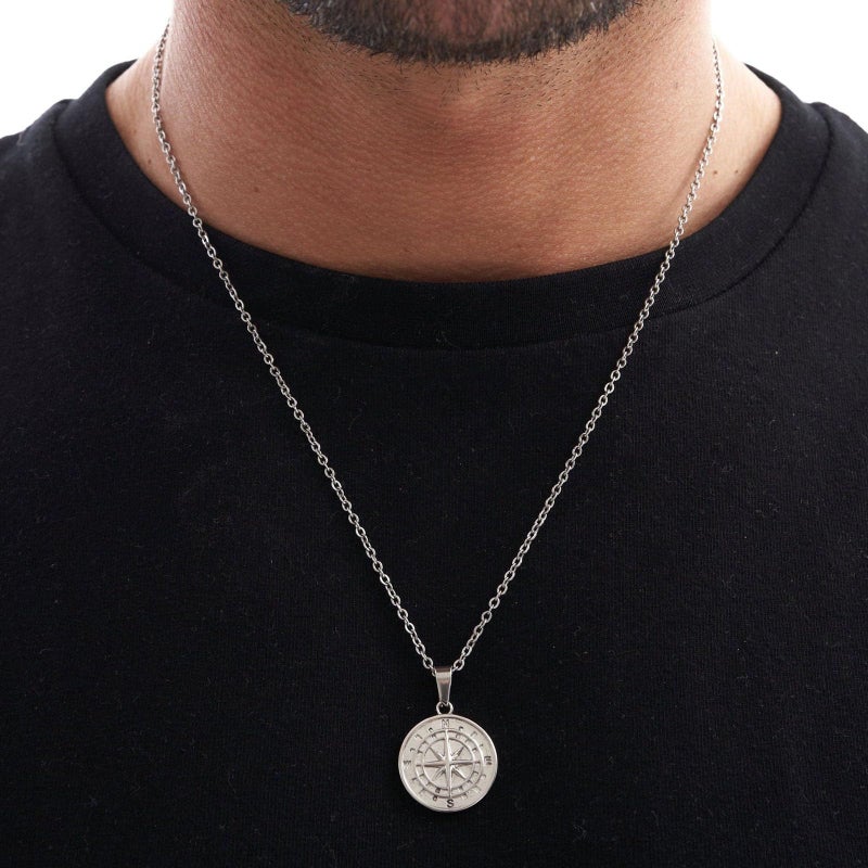 Vintage Punk Style Compass Necklace For Men Waterproof Pendant Collar Chain Gift - Image 5