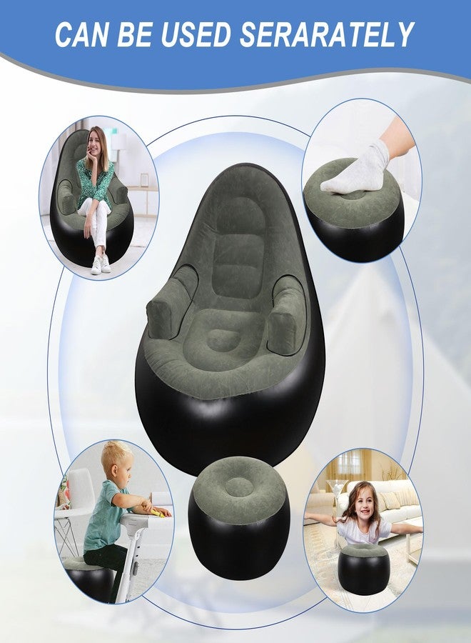 Balabulala Thickened Inflatable Couch with Armrest＆Ottoman, Blow Up Lounger Chair,Folding Air Chair for Adults,Inflatable Lazy Sofa Perfect for Rooms, Camping or Home(Without Pump,Black) - Image 5