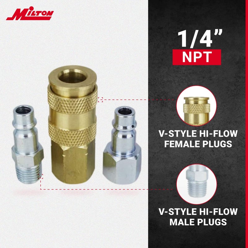 Milton S-217 1/4" NPT V Style Coupler and Plug Kit - 6 Piece - Image 5
