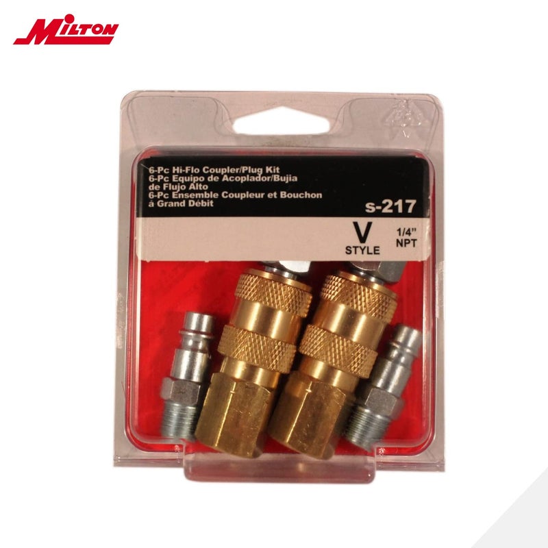 Milton S-217 1/4" NPT V Style Coupler and Plug Kit - 6 Piece - Image 4