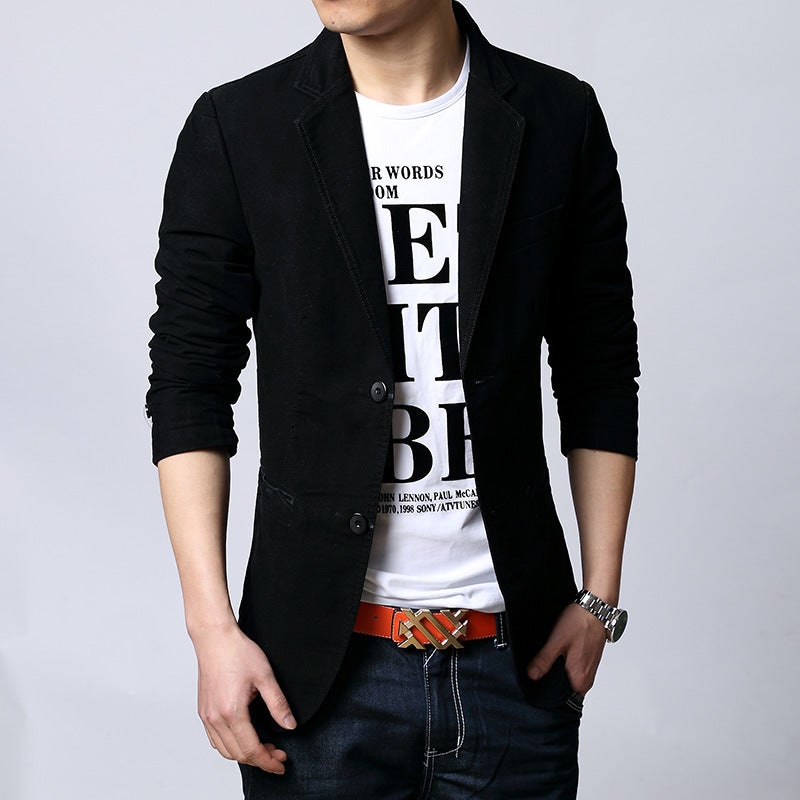 Spring and Autumn New Two-button Suit Men's Korean-style Slim-fit Small Suit Men's Cotton Jacket plus size Style Western-style Fashion - Image 1
