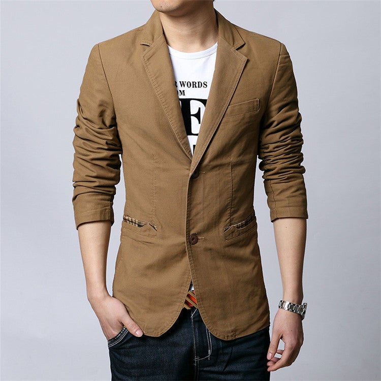 Spring and Autumn New Two-button Suit Men's Korean-style Slim-fit Small Suit Men's Cotton Jacket plus size Style Western-style Fashion - Image 3