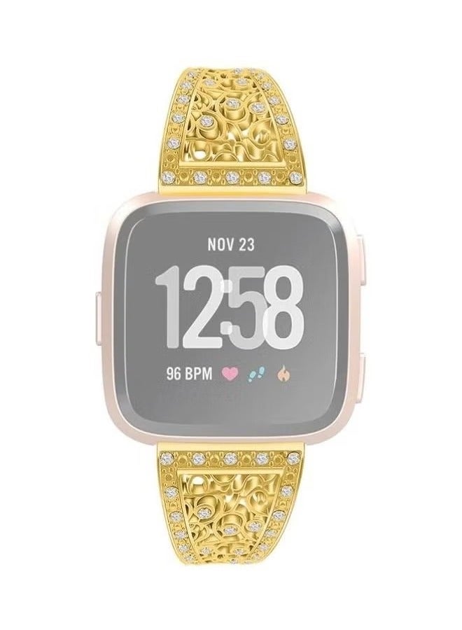 Beauenty Flower Shape Metal Diamond-studded Chain Wristband Watchband Gold - Image 2