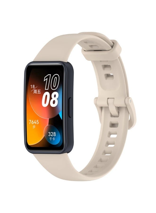 Fashion Soft Silicone WatchBand For Huawei Band 8/9/10 Smartwatch Wristband  Strap Sport belt Bracelet (Beige) - Image 1