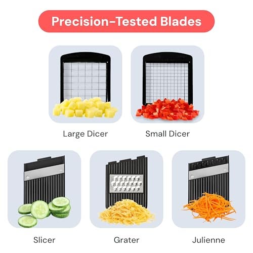 Fullstar All-in-1 Vegetable Chopper and Mandoline Slicer for Kitchen - Cheese Grater, French Fry Cutter, Cheese Slicer - Bonus Handheld Spiralizer Included (6 in 1, Black) - Image 4