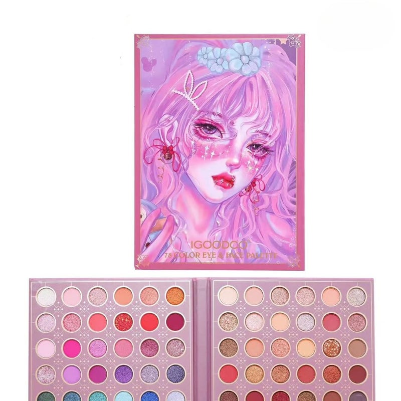 ADOERE Professional 78 Color Eyeshadow makeup kit Eye Face Palette Including 60 Eyeshadow 6 Pressured Powder 3 Highlighter3 Lip Cream3 Blusher 3 Concealer936 g Multicolors - Image 1
