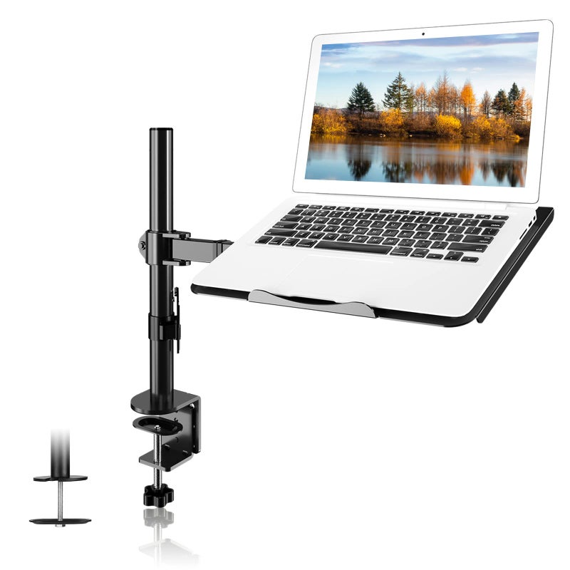 Suptek Single Laptop Notebook Desk Mount with Tray for 13-27 inch Computer Screen, Fully Adjustable Laptop Desk Arm for Notebook up to 17â€™â€™, Weight up to 15.6 lbs - Image 1