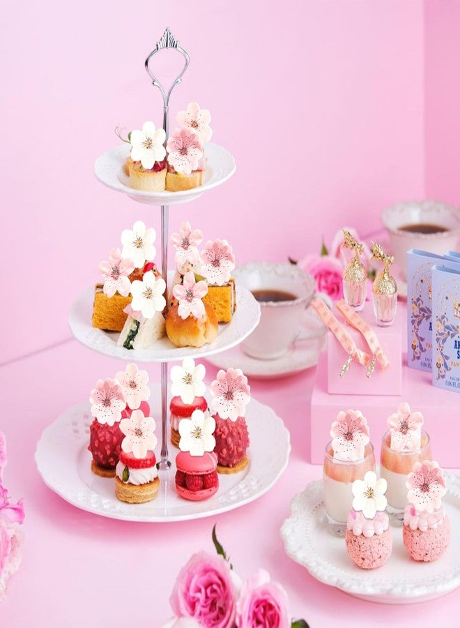 Morofme 50pcs Edible Cherry Blossom Cupcake Topper Wafer Paper Cherry Blossoms Flowers Cupcake Topper Sakura Cake Topper Edible Flower Cake Decorations for Birthday baby shower Party Supplies - Image 3