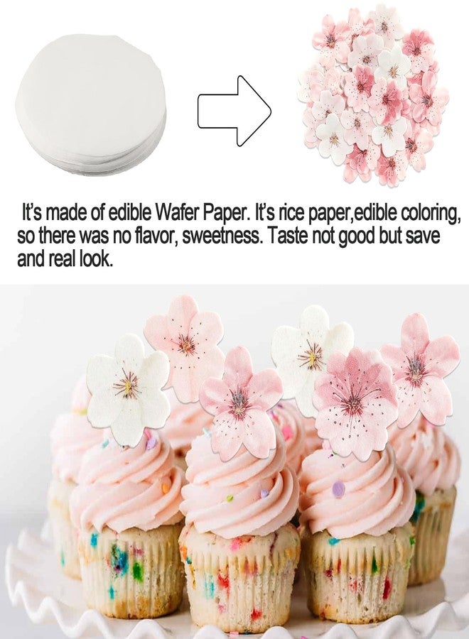 Morofme 50pcs Edible Cherry Blossom Cupcake Topper Wafer Paper Cherry Blossoms Flowers Cupcake Topper Sakura Cake Topper Edible Flower Cake Decorations for Birthday baby shower Party Supplies - Image 5