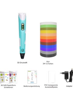 AAS ECOM 3D Printer Pen Set for Children Adults Gift, 3D Printer Pen with 12 Colours 1.75 mm PLA Filament, Each Colour 3 Metres, 250 Stencils eBook  - Image 3