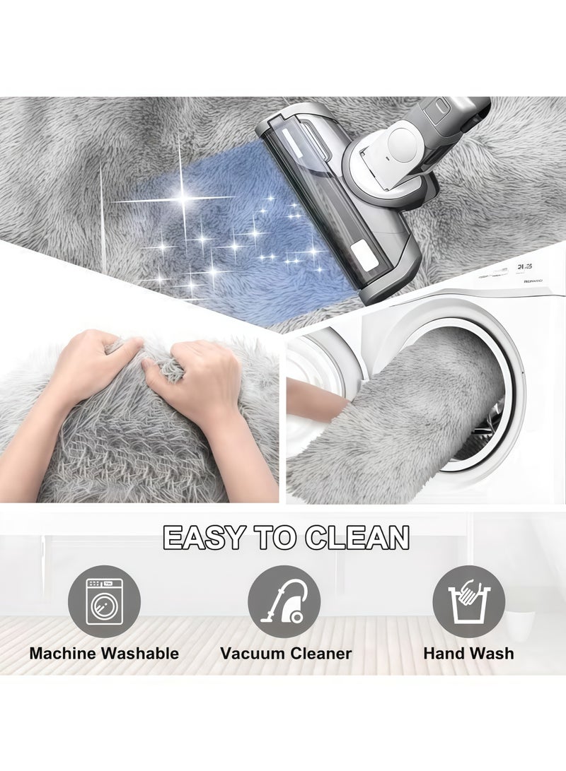 شو وو طقم سجاد حمام مكون من 3 قطع، سجادة حمام، طقم سجاد مانع للانزلاق بظهر مطاطي مكون من 3 قطع مع سجادة مرحاض على شكل حرف U، طقم سجاد حمام فائق النعومة والرقة مصنوع من الألياف الدقيقة الماصة، سجادة أرضية مانعة للانزلاق وغطاء لغطاء المرحاض (رمادي) - Image 4