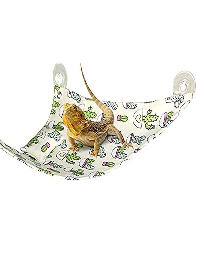 Yulaexie Bearded Dragon Hammock Swing Hanging Reptile Bed Lounger with Pillow Hooks & Suction for Lizards, Gecko, Lguana Reptiles(Beige)… - Image 3