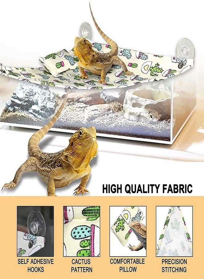 Yulaexie Bearded Dragon Hammock Swing Hanging Reptile Bed Lounger with Pillow Hooks & Suction for Lizards, Gecko, Lguana Reptiles(Beige)… - Image 4