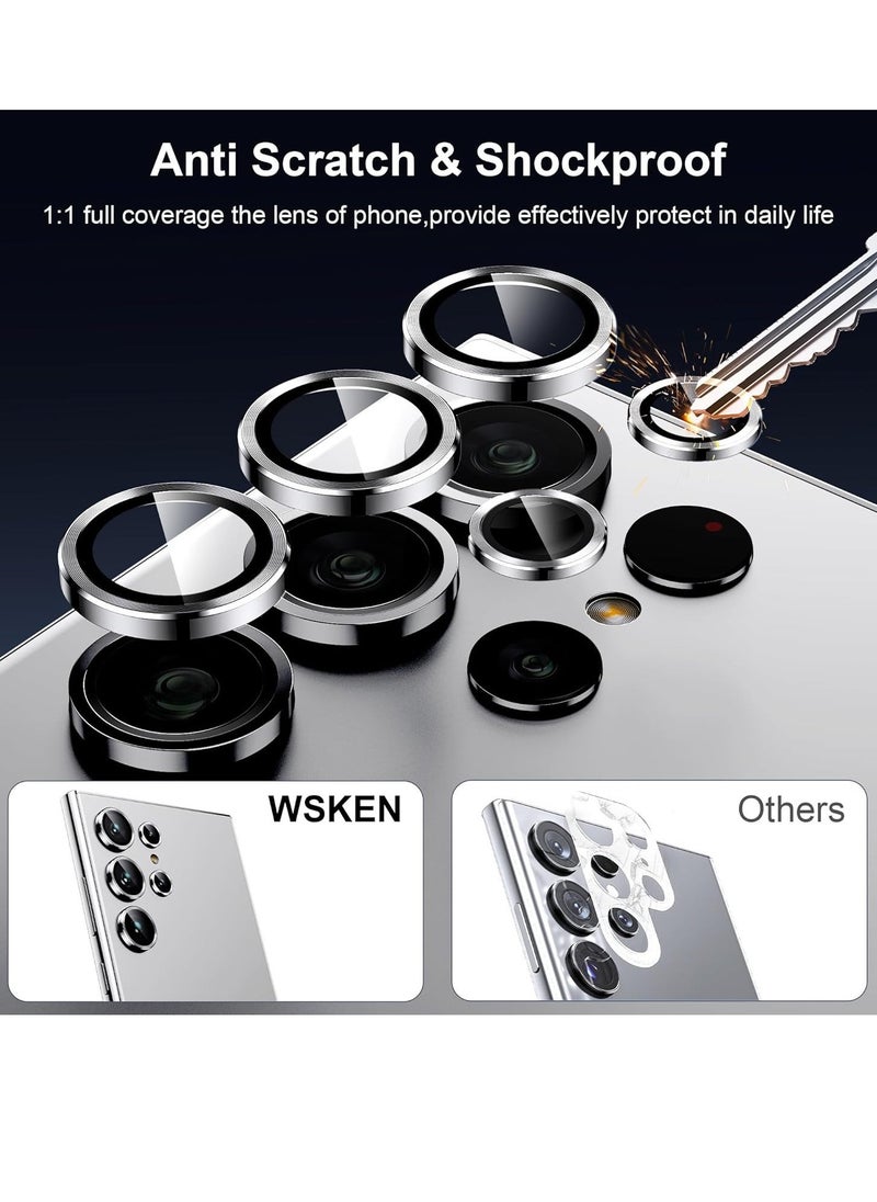 Raxoom Samsung Galaxy S24 Ultra Camera Lens Protector, Ultra Thin Scratch Resistant 9H Tempered Glass with Aluminum Metal Circle Camera Screen Protector Cover Accessories, Silver - Image 2
