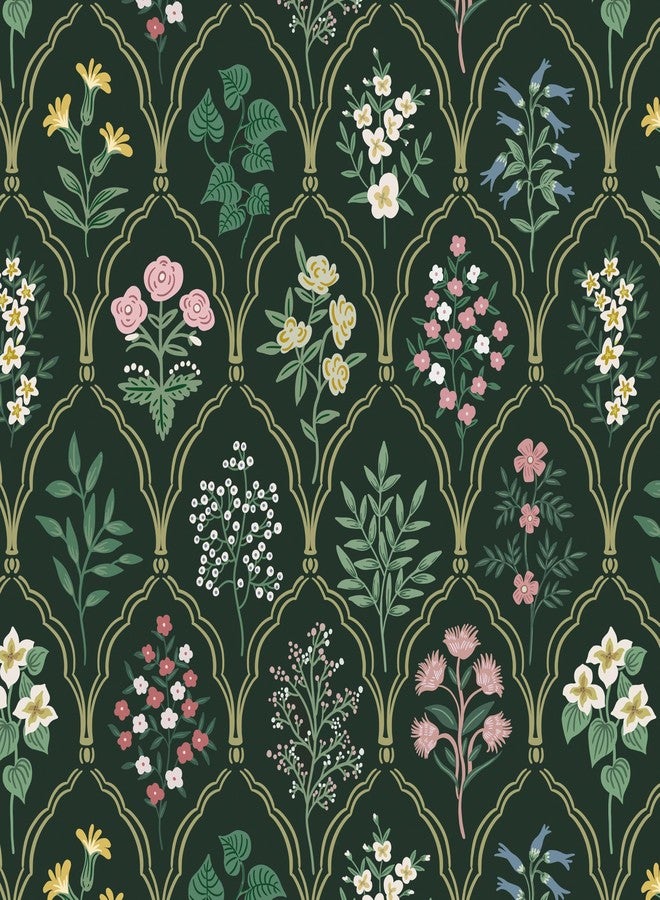 Dimoon 17.3''x78.7'' Peel and Stick Wallpaper Floral Contact Paper Vintage Wallpaper Green Pink Renter Friendly Waterproof Upgrade Embossed Self Adhesive Kitchen Bedroom Cabinet - Image 1