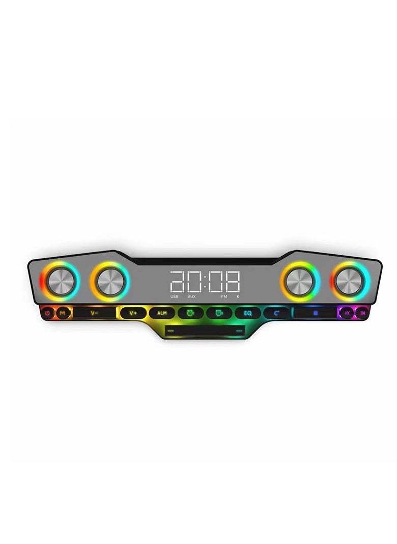 Oregon - Cool Black Bluetooth Speaker with LED Lights, Gaming Keyboard【Colorful Spectrum Lighting Effects, Mechanical Keys, Clock Alarm, Game/Music Modes】 - Image 1