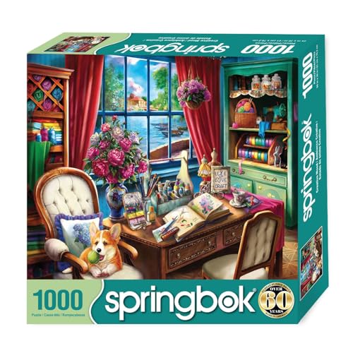 Springbok Creative Mood 1000 Piece Jigsaw Puzzle for Adults Corgi in Art Studio Unique Cut Pieces Made in USA - Image 5