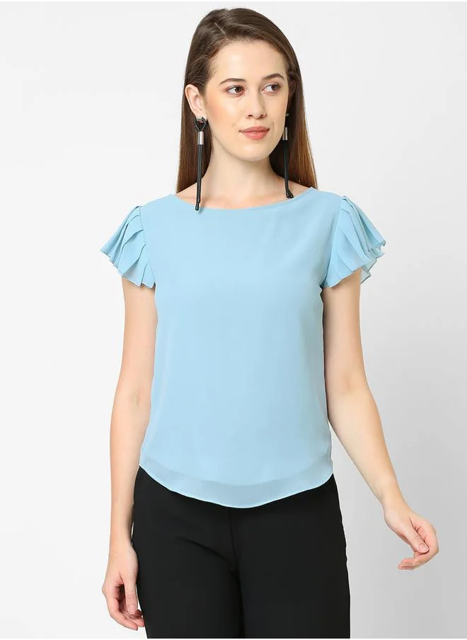 Mish Pleated Sleeves Georgette Top