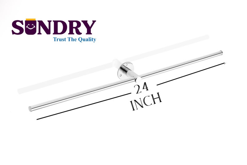 Sundry Forging-Series 24 Inch Premium Towel Rod Chrome Finish Bathroom Accessories Hanger (Stainless Steel) 24 inch 1 Bar Towel Rod (Steel Pack of 1) 5 Year Warranty - Image 2