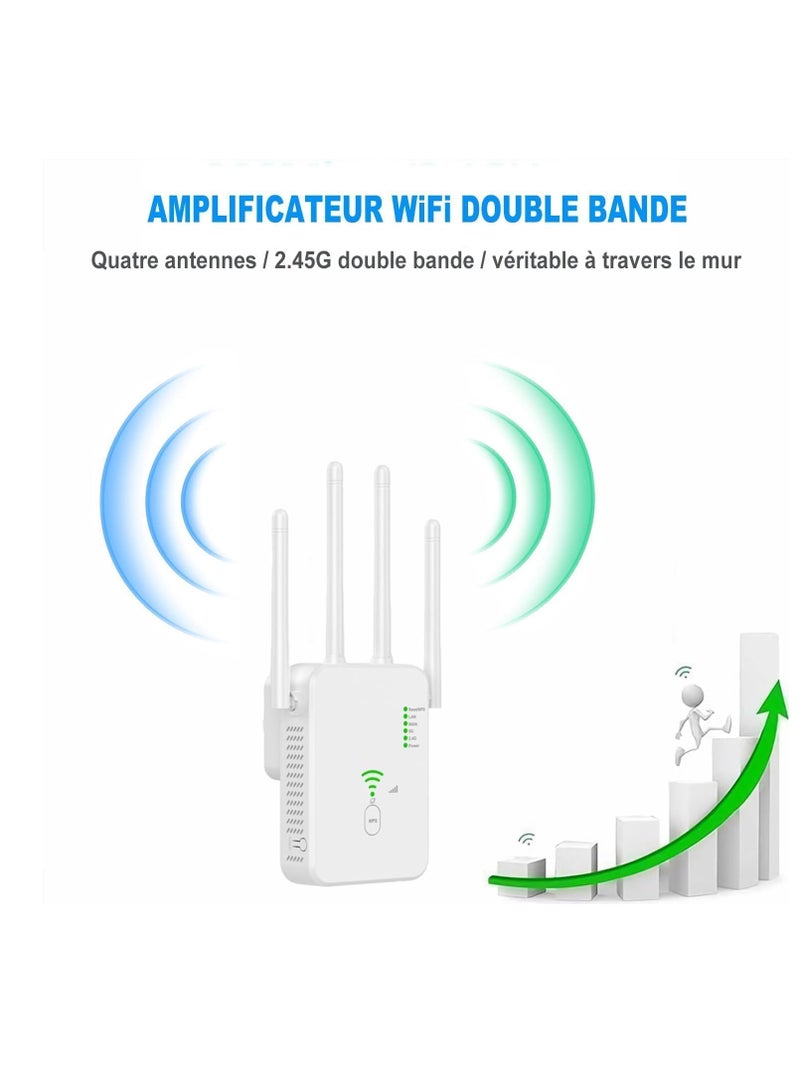 General WiFi 2024 New WiFi Extender with 1200Mbps Dual Band 5GHz/2.4GHz Up to 2000 Square Feet and 30 Devices WiFi Repeater with 4 Antennas 360° Full Coverage  - Image 4