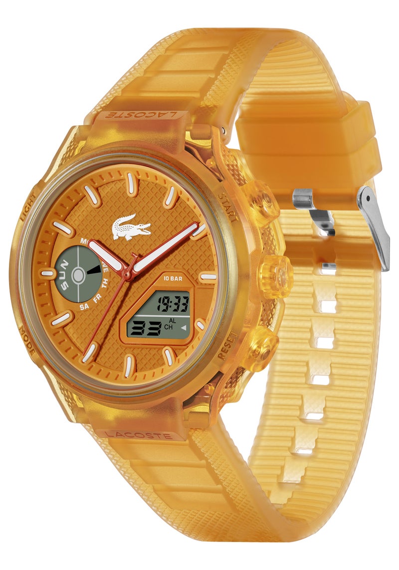 LACOSTE Round Analog-Digital Men'S Stainless Steel And Orange Transparent Tr90 Case  Watch - Image 1