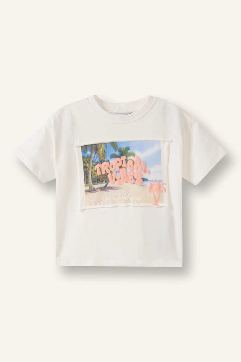 DeFacto White BabyBoy Baby Boy Palm Tree Pattern Oversize T-Shirt Casual - Image 4