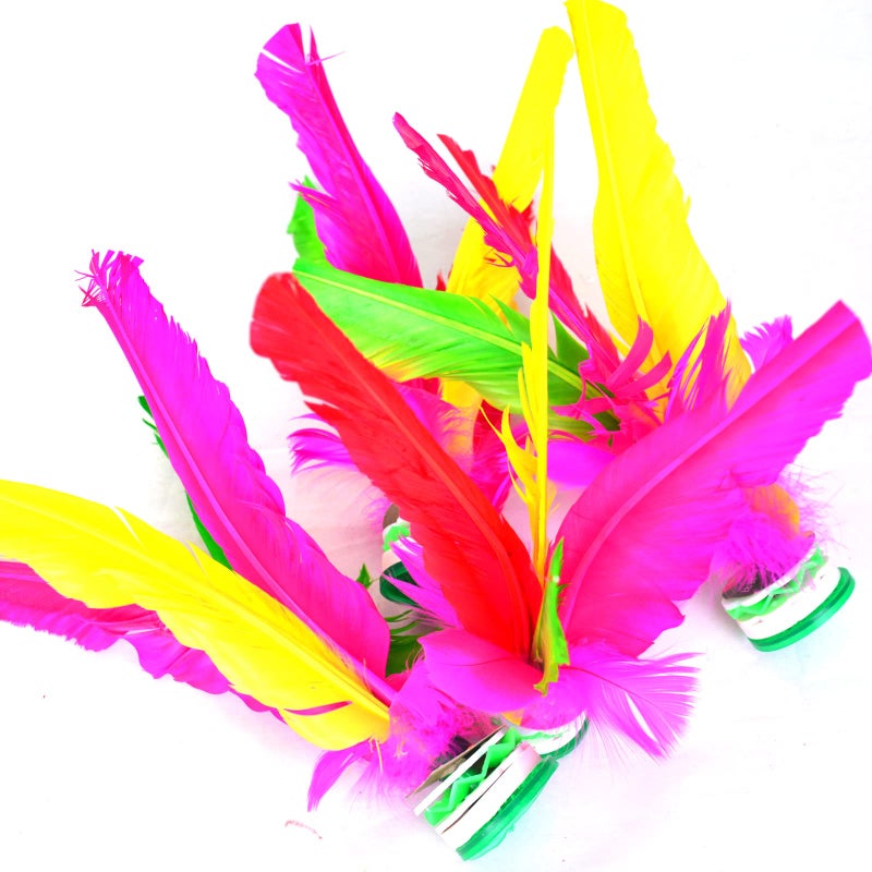 Baitaihem Kick Shuttlecock Chinese Jianzi Colorful Feather Foot Sports Outdoor Game (Style-A  5 Pack) - Image 2