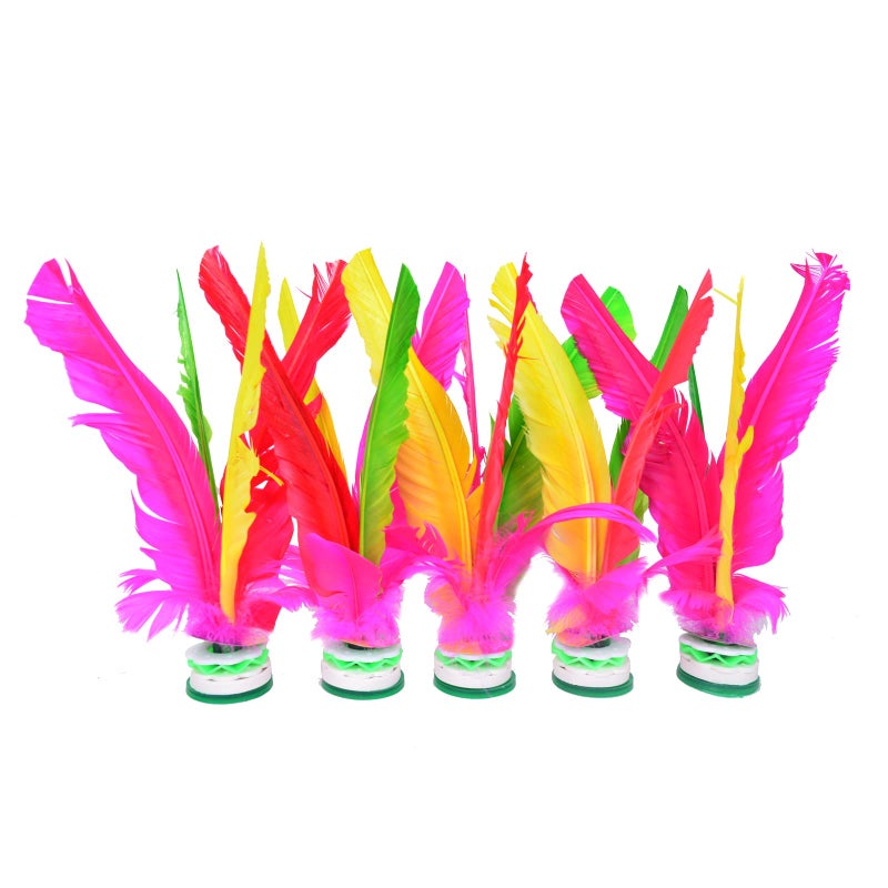 Baitaihem Kick Shuttlecock Chinese Jianzi Colorful Feather Foot Sports Outdoor Game (Style-A  5 Pack) - Image 1