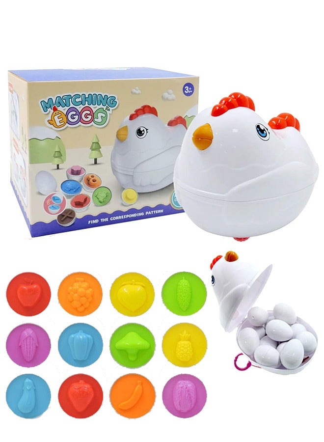 عربست ألعاب أطفال صغار، بيض دجاج، هدايا عيد الفصح للأطفال الصغار، حشوات سلة عيد الفصح، ألعاب أطفال، 12 بيضة متطابقة مع صندوق دجاج، ألعاب تعليمية للأطفال من عمر 18 شهرًا إلى 3 سنوات - Image 1